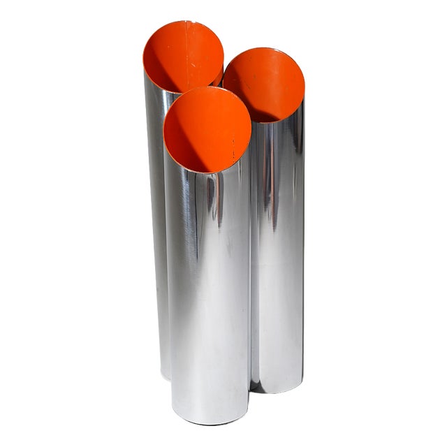 Chrome-Plated Metal Umbrella Stands, 1970s, Set of 3 For Sale