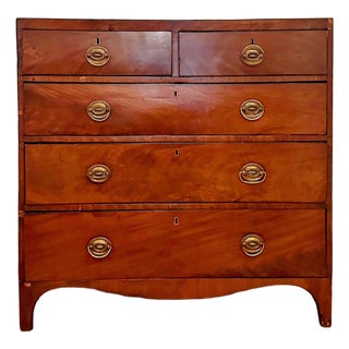 Antique British Mahogany and Walnut Inlaid Chest of Drawers For Sale