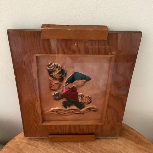 Chinoiserie Mid-Century Asian Painted Enamel on Copper Wood Plaque Hanging Wall Art For Sale - Image 3 of 12