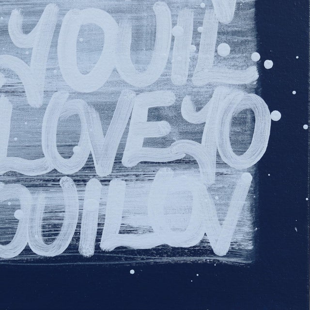 Paint Love Has No Fear - Blue Cool Tone Mixed Media Graffiti Inspired Art Original Artwork by Amber Goldhammer For Sale - Image 7 of 9