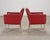 Red Pair of Italian Art Deco Style Red Leather Lounge Armchairs For Sale - Image 8 of 18