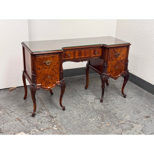 American Tiger Mahogany Desk/Vanity, Circa 1920's For Sale - Image 11 of 12