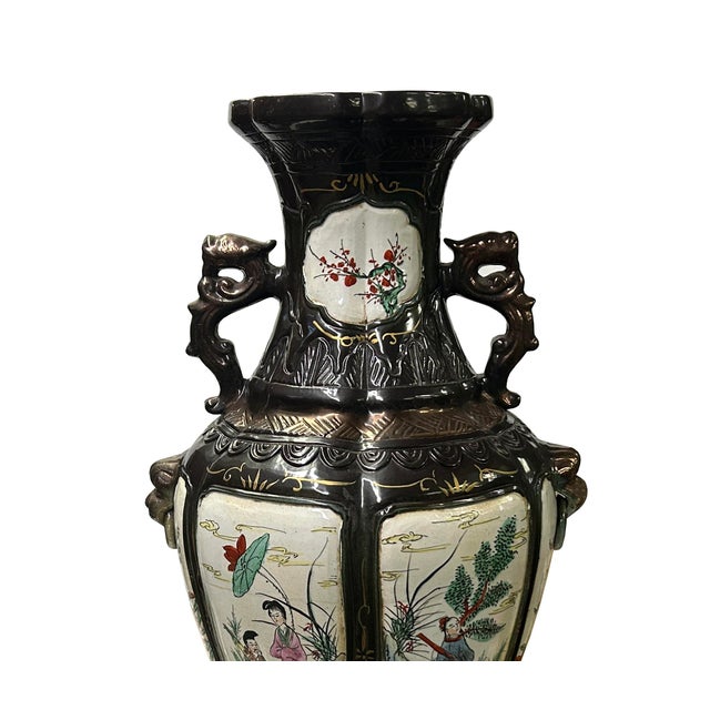 Chinese Vintage 8 Immortals Theme HandPainted Porcelain Flower Vase For Sale - Image 9 of 15