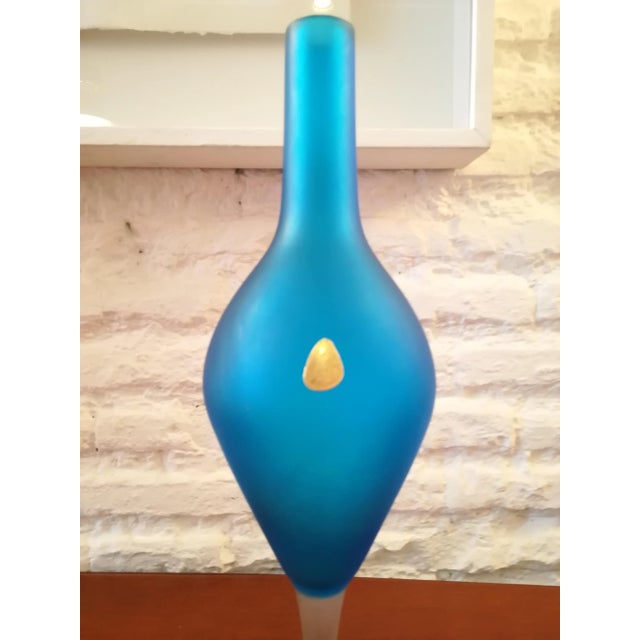 Blue Ice Effect Glass Vase from Stylo, 1960s For Sale - Image 4 of 10