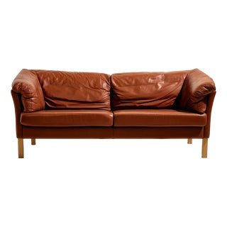 Danish Leather Sofa by Mogens Hansen, 1970s For Sale