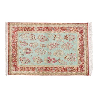 Late 20th Century Handmade Persian Silk Qum Rug 3'3"x5' For Sale