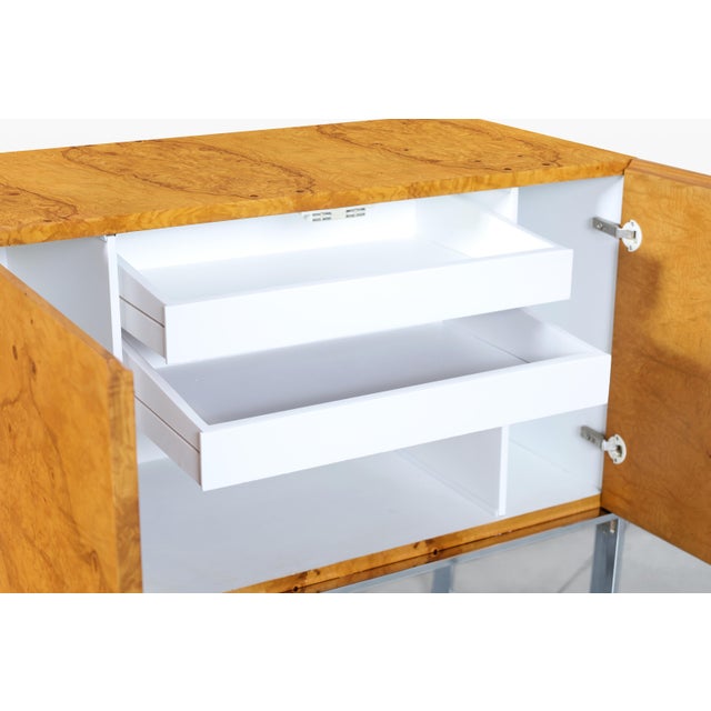 Vintage Burl Wood and Chrome Credenza by Milo Baughman for Thayer Coggin For Sale - Image 9 of 13