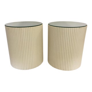 Mirrored Barrel Cylinder Drum Side Tables - A Pair For Sale