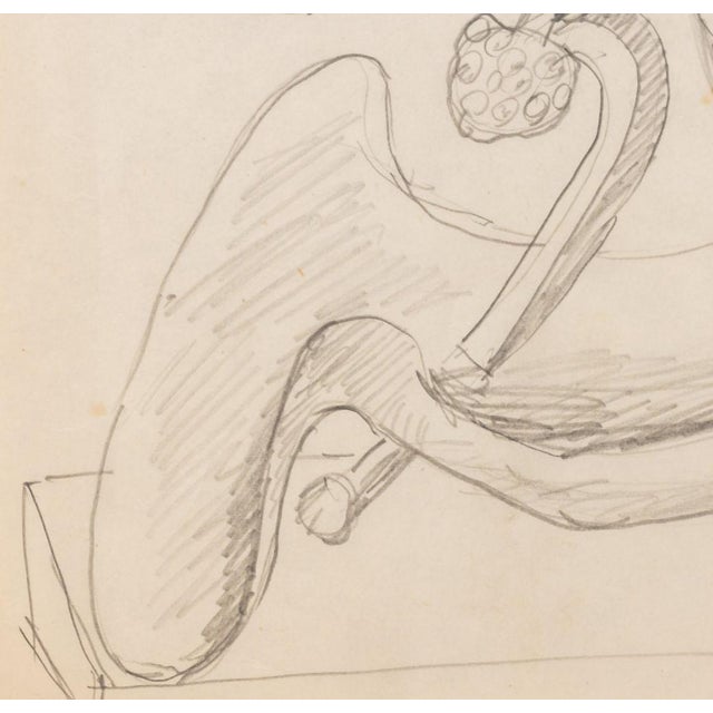 Contemporary Seymour Lipton Sculpture Study Pencil on Paper For Sale - Image 3 of 5