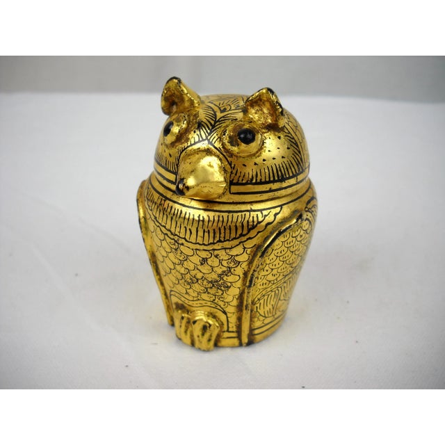 Burmese Lacquer & Gilt Horned Owl Box For Sale - Image 9 of 9