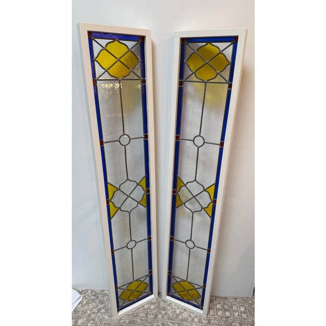 Design Plus Gallery presents a Pair of Stained Glass Panels from the Victorian era. the panels are beautifully stain by...
