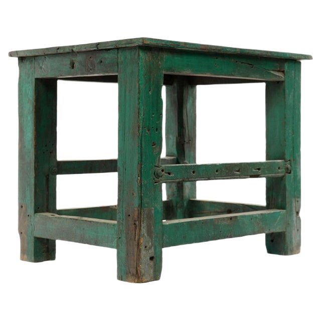Green Table in Patinated Wood For Sale