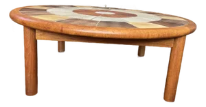 1980s Mid- Century Danish Modern Teak Coffee Table With Ceramic Inlay Tiles