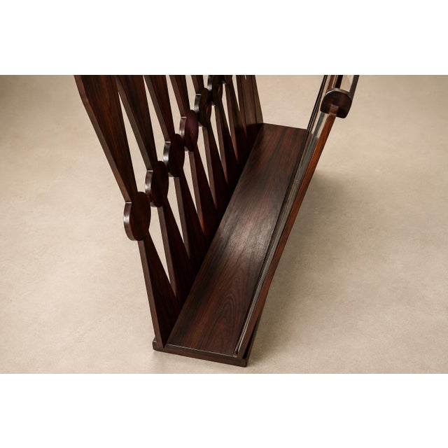 Brazilian Modern Sculptural Magazine Rack in Rosewood, Brazil, 1960s For Sale - Image 15 of 18