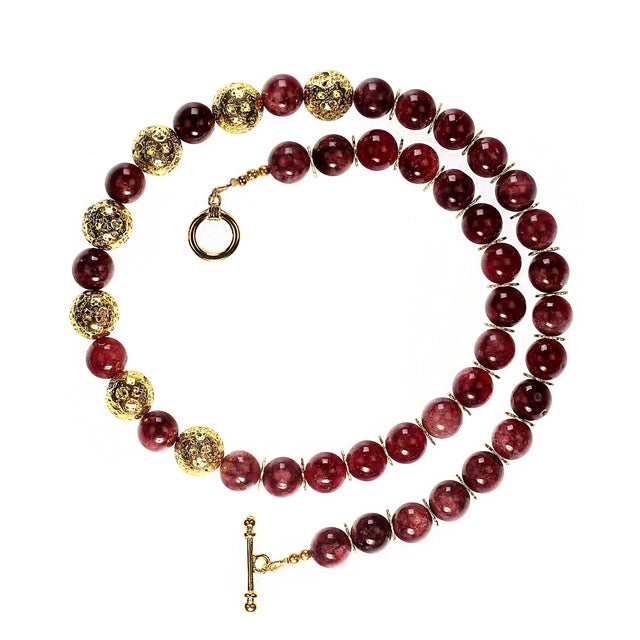 Garnet With Goldy Accents Necklace For Sale In Raleigh - Image 6 of 6