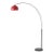 Nova of California Mid Century Half Dome Floor Lamp, 1960s - Modern Arc Lamp, Crimson Red Shade, Black Nickel, Marble Base For Sale