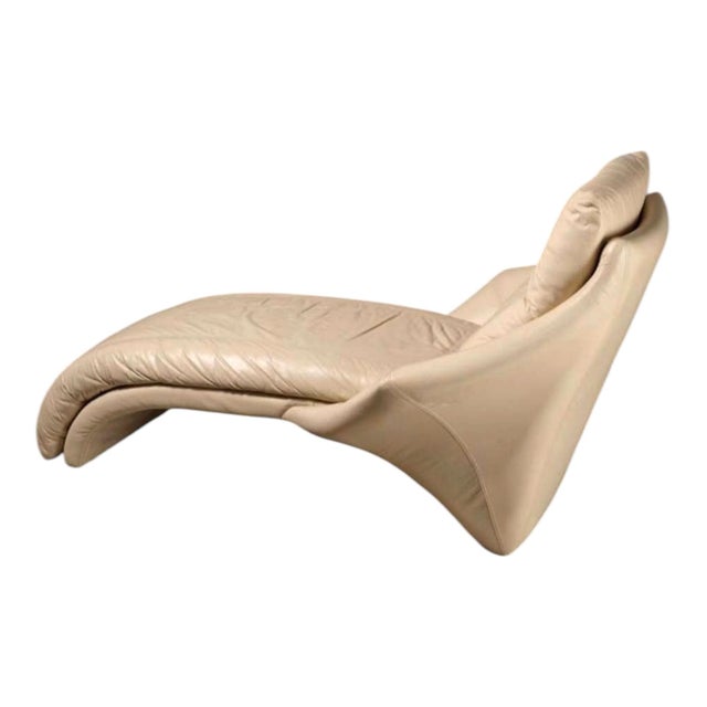 Roger Rougier 1980s Rougier Postmoden Lounge Chair in Cream Leather For Sale - Image 4 of 4