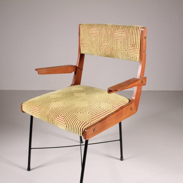 Wood Vintage Chair in Velvet For Sale - Image 7 of 15