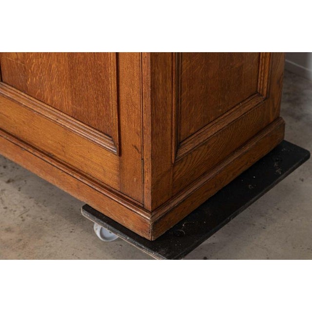 Large English Oak Glazed Bookcase, 1920s For Sale - Image 10 of 13