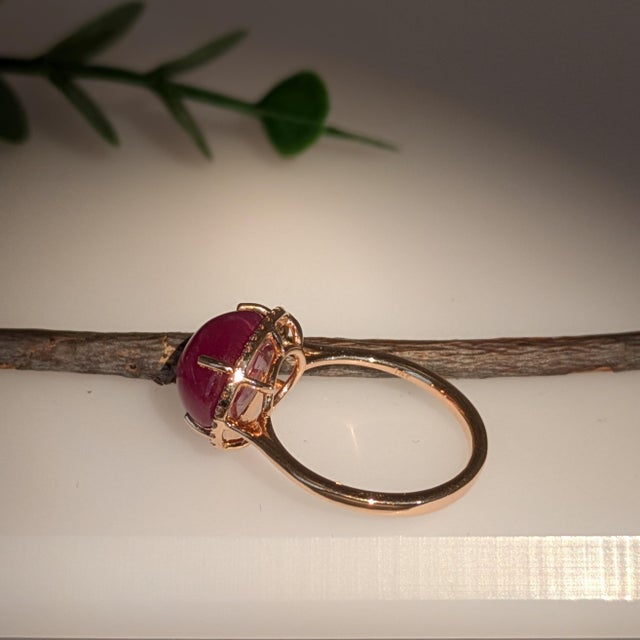 8.4ct Star Ruby Ring w Natural Diamond Accents in Solid 14K Gold | OV ...