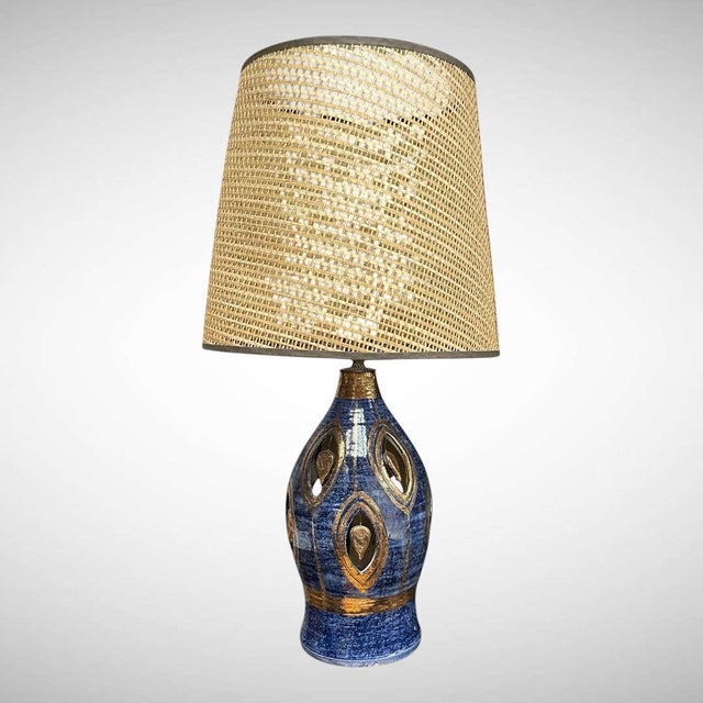 Rare piece in blue and gold / Double lighting / Signed This piece has an attribution mark, I am sure that it is completely...