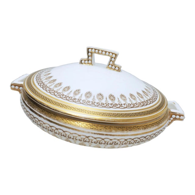 Antique Royal Cauldon Staffordshire England H1640 Round Covered Vegetable Bowl with Lid For Sale