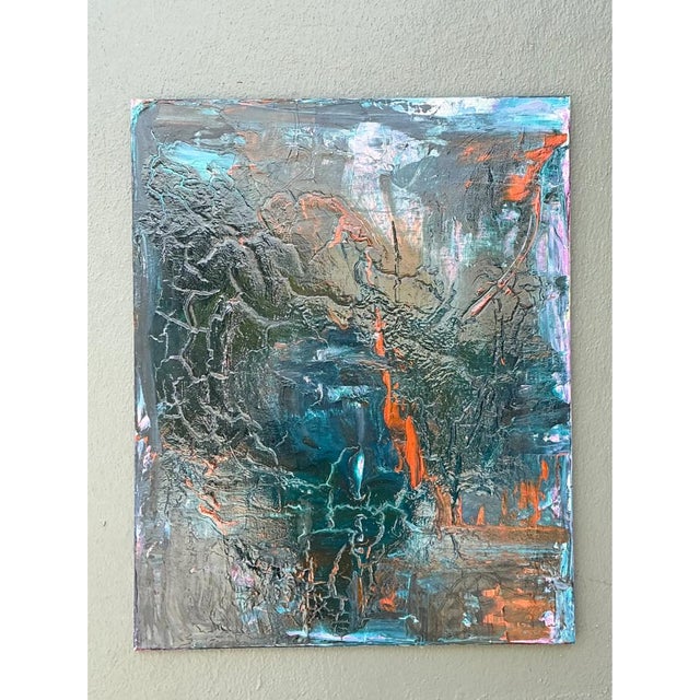 Wood Vintage Abstract Expressionist Painting on Canvas For Sale - Image 7 of 12