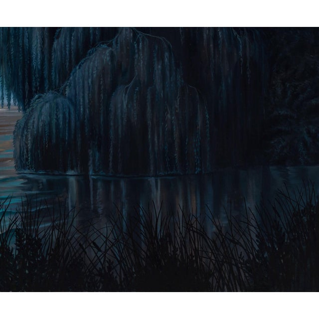 Early 21st Century Hecate's Moon by Robin Hextrum | Oil on linen Night landscape with a full moon over water and trees. For Sale - Image 5 of 5