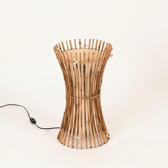 Floor Lamp in Cotton, Bamboo and Rattan from Franco Albini, Italy, 1950s For Sale - Image 9 of 13
