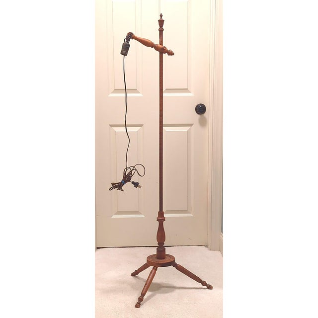 This handmade vintage lathe turned maple wood floor lamp is a uniquely beautiful representation of Americana! Seller...