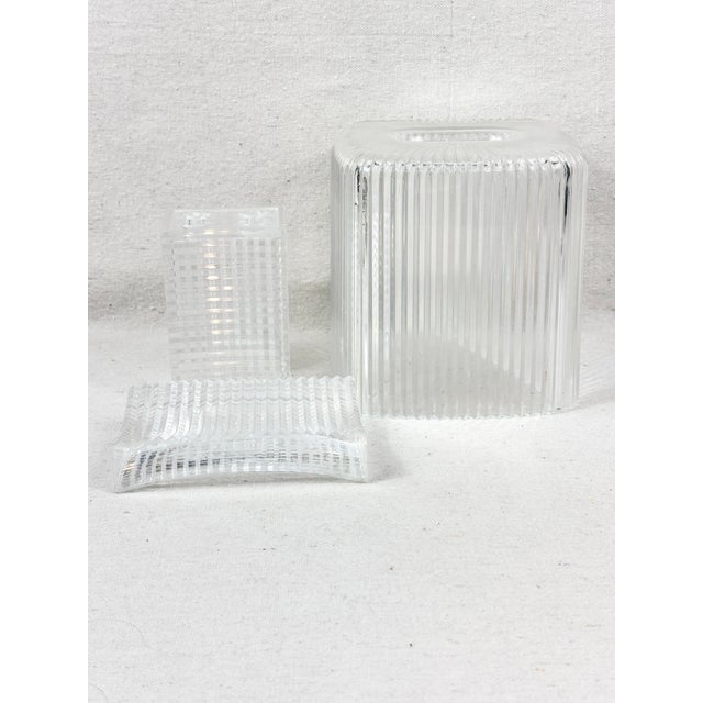 Mid-Century Modern Vintage Mid-Century Clear Ribbed Lucite Bathroom Vanity Set – 3 Pieces For Sale - Image 3 of 8