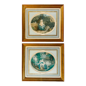 Pair of Early 20th Century Louis XVI Style French Stipple Engravings Reproduction