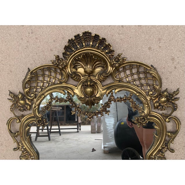 Baroque 19th French Baroque Handmade Bronze Mirror With Reliefs For Sale - Image 3 of 8