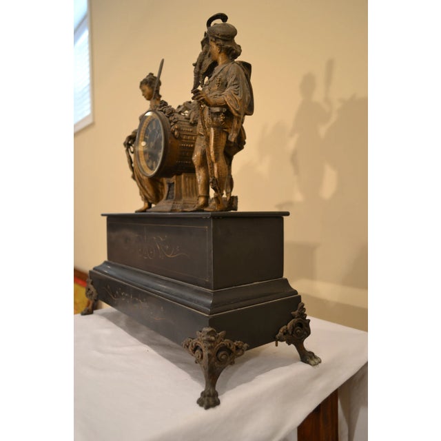 Antique Clock 1870s Japy & Freres Figural 'Hunting' Mantel For Sale - Image 11 of 12