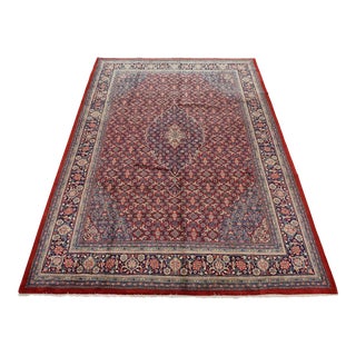 Sarouk Rug 9'8'' X 12'10'' Red Wool Vintage Traditional Hand-Knotted Carpet For Sale