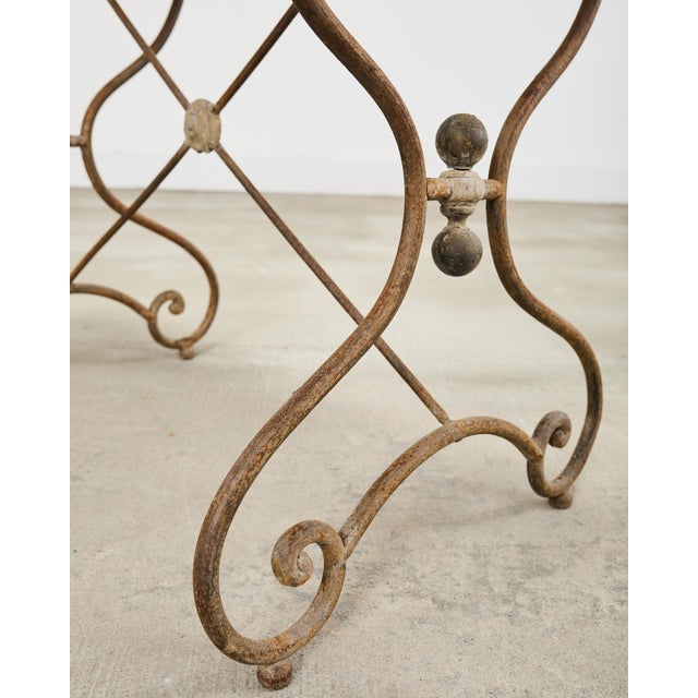 French Art Nouveau Patinated Iron Bronze Garden Bistro Table For Sale - Image 13 of 18