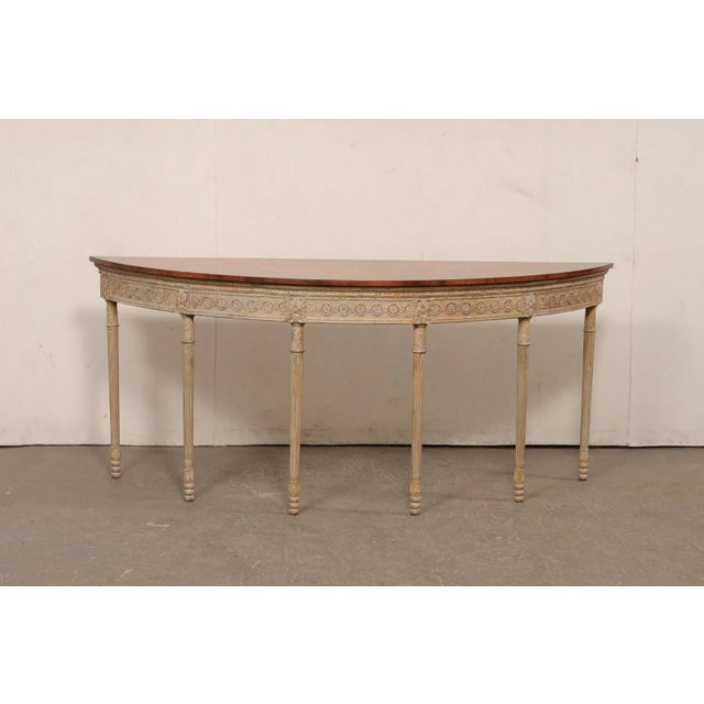 Ornate English Demi-Lune Console (Large!) For Sale - Image 4 of 12