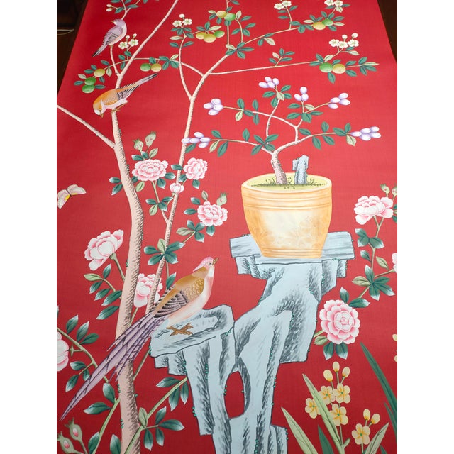 If you love the look of De Gournay wallpaper but not the price, this is for you. Red Chinoiserie Floral & Bird Mural |...