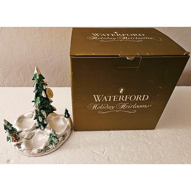 1990s Waterford Christmas Tree Snowy Village Forest Display Winter Scene for Ornaments Table Centerpiece For Sale - Image 12 of 13