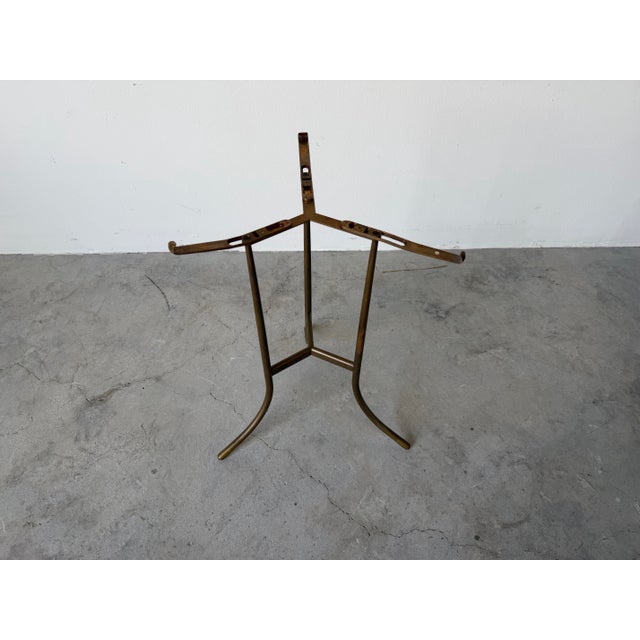 1970s Cedric Hartman Mid-Century Bronze Tripod Side Table With Concrete / Ceramic Top For Sale - Image 4 of 12