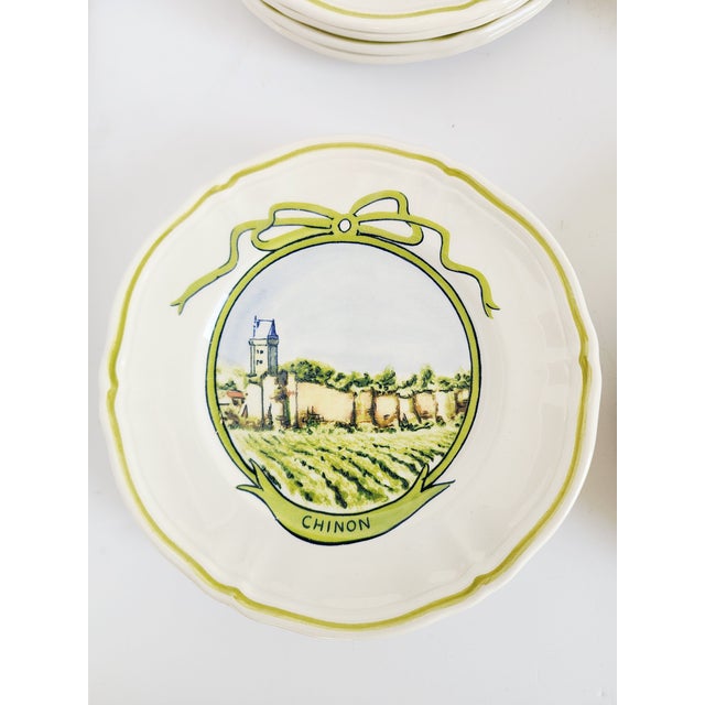Green Vintage Longchamp French Country "Wine Chateau" Appetizers Plates - Set of 24 For Sale - Image 8 of 18