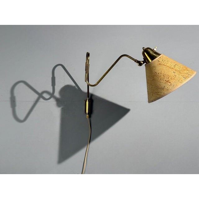 Brass Danish Modern, Articulating Wall Light, Brass, Denmark, 1960s For Sale - Image 8 of 12