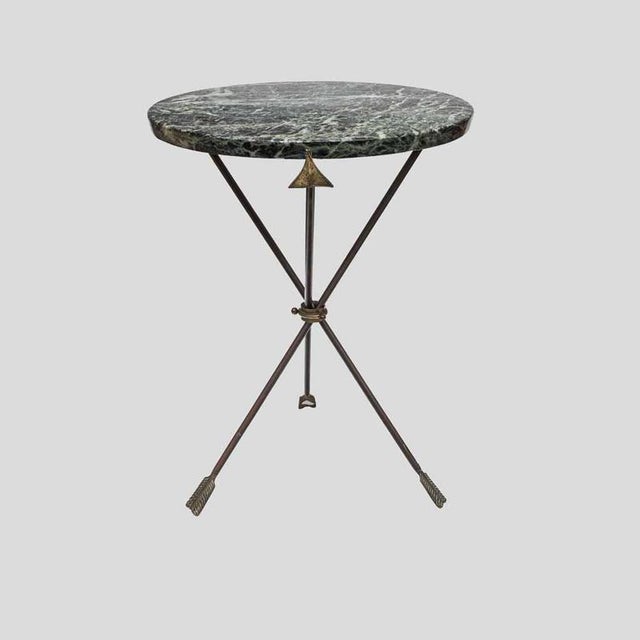 Directoire Style Tripod Table with Green Marble Top from Maison Jansen, 1950s For Sale - Image 10 of 10