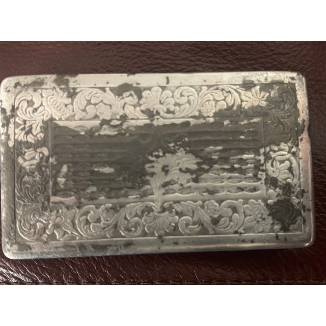 Metal Antique Art Nouveau Early 1900's Eagle & Floral Silver Plated Snuff Box For Sale - Image 7 of 8