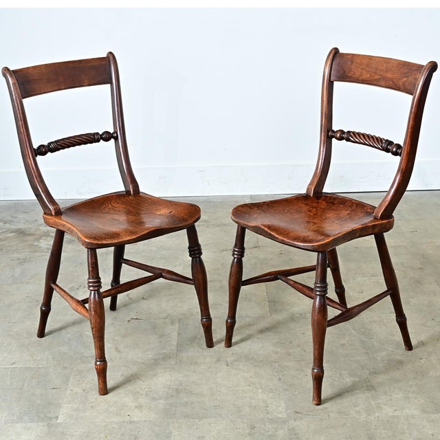 Victorian English Pair of 19th Century Yew & Elm Windsor Side Chairs For Sale - Image 3 of 11