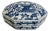 Vintage Blue & White Porcelain Trinket Box For Sale