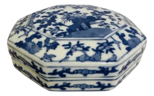 Vintage Blue & White Porcelain Trinket Box
