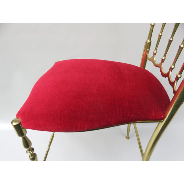 Brass and Red Velvet Chiavari Chair, Italy, 1960s For Sale - Image 13 of 18