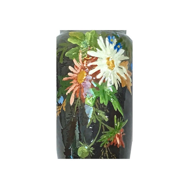 Majolica Antique French Barbotine Majolica Vase For Sale - Image 4 of 6