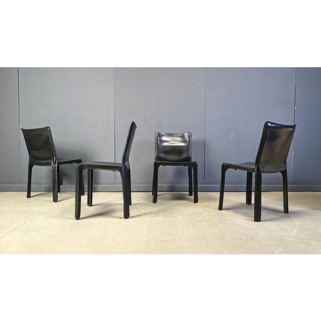 Black Leather Cab Dining Chairs from Mario Bellini, Italy, 1970s, Set of 4 For Sale - Image 6 of 14